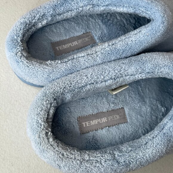 Tempur-Pedic Windsock Slippers Light Blue Terrycloth Size 7 - Picture 6 of 14